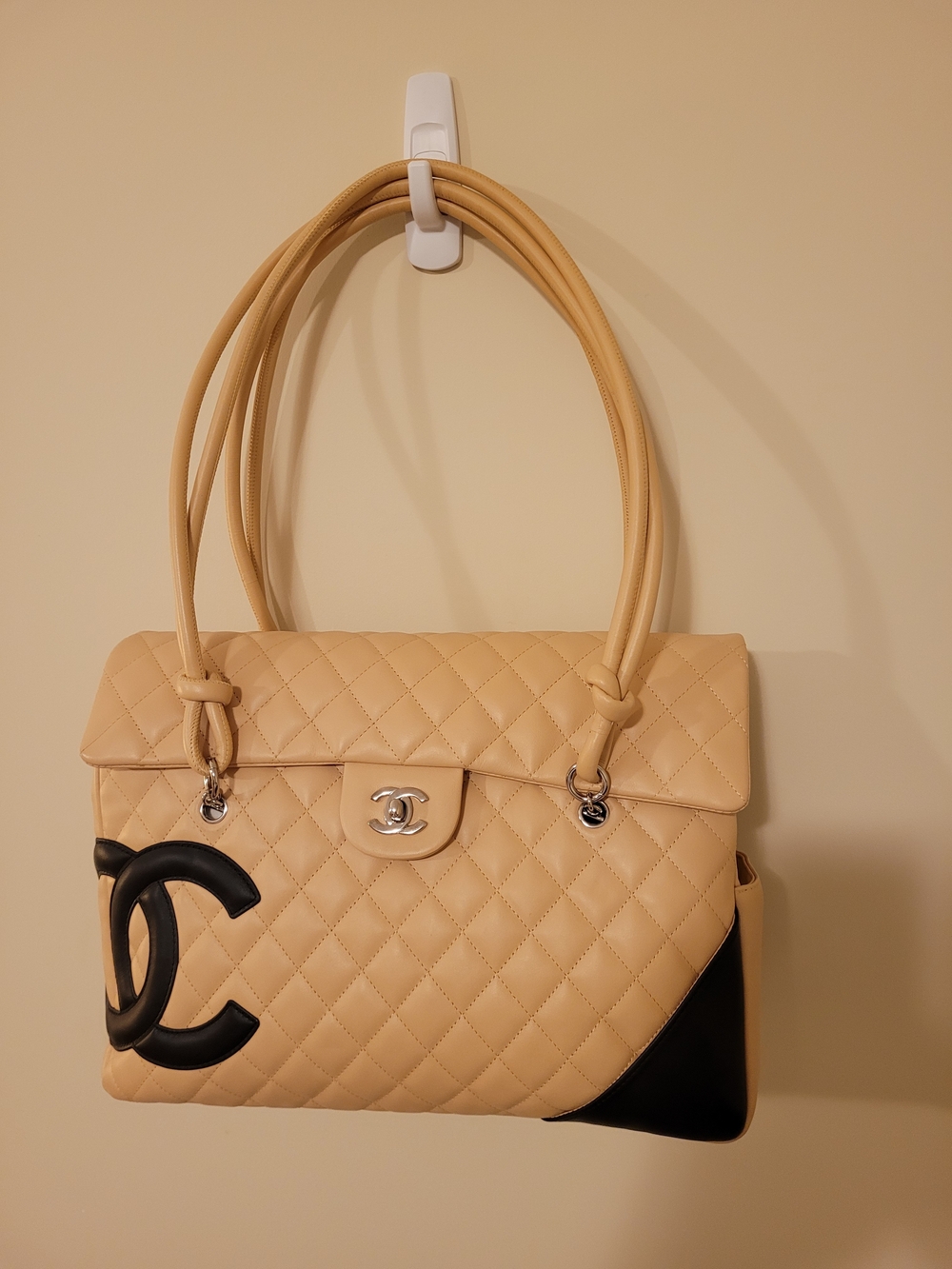 Brand New Authentic Vintage Chanel Cambon CC Women's Flap Bag - Beige & Black - Picture 6 of 16
